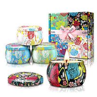 YMING Scented Candles Gift Set, Gardenia, jasmine, French vanilla, lavender, 4X4.4Oz 120 Hours Natural Wax Aromatherapy Candles Christmas Gifts for women