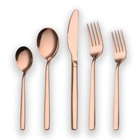 Berglander 20 Piece Titanium Rose Gold Plated Stainless Steel Flatware Set, 20 Pieces Copper Silverware Set, Copper Color Cutlery Sets, Service for 4 (shiny Copper)