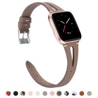 TOYOUTHS Leather Strap Compatible with Fitbit Versa/Versa 2/Versa Lite/Versa SE Bands for Women Men Genuine Leather Breathable Wristbands with Ventilated Hole Replacement Accessories Tan