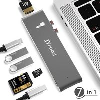 USB C Hub,JYroad 7 in 2 USB-C Adapter Compatible for MacBook Pro 2016/2017/2018/2019 and MacBook Air 2018/2019,4K HDMI,5Gbps Transfer 2 USB-A and TF/SD Card Reader,60W PD and Thunderbolt 3 USB-C Ports