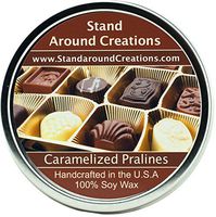 Premium 100% All Natural Soy Wax Aromatherapy Candle - 16oz Tin Caramelized Pralines: An irresistible blend of sweet warm vanilla caramel, dark brown sugar and butter-drenched pecans.