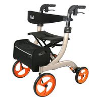 QAZSDF Folding Four-Wheeled Roller Walker with Seat and Backrest Adjustable Height Limited Mobility for Elderly Shopping Portable Lightweight Shopping Cart (Color : Glod)