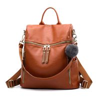 Women Backpack Purse Waterproof Nylon School Shoulder Bag Headphone Plug Travel Daypack (Orange)