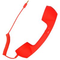 Retro Handset Old School Style Adjustable Tone Phone Telephone Receiver Microphone Earphone 3.5mm Socket for iOS Android Smartphones Mobile Cell Phones (Red)
