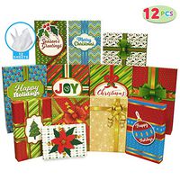12 Pieces Christmas Holiday Gift Wrap Boxes with Multi Color Lids for Festive Xmas Wrapping Shirt, Lingerie and Robe Clothes Boxes, School Classroom Party Favors Decoration, Holiday Present Wrap Décor