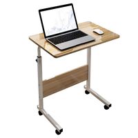 DlandHome Mobile Side Table 31.4 Inches w/Wheels Adjustable Movable Portable Laptop Computer Stand for Bed Sofa, Oak, 05-1