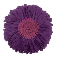 JWH 3D Sunflower Accent Pillow Handmade Round Cushion Decorative Pillowcase with Pillow Insert Home Office Chair Bed Living Room Decor Gift 18 Inch / 45 cm Cotton Canvas Wool Solid Suede Purple