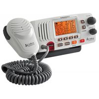 COBRA MRF57 W Marine Radio - White, 2-Way Submersible Long Range Fixed Mount Class-D DSC with NOAA Weather Alerts, 1 or 25 Watt Selectable Output VHF Radio, Illuminated Display, Includes USA/Canada