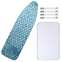 Dalykate Replacement Ironing Board Cover and Pad with Elastic Edge and Scorch and Stain Resistant Thick Padding 15x54 Standard Size Ironing Board Covers 4 Fasteners and 1 Protective Scorch Mesh Cloth