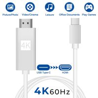 USB C Type-C to HDMI Cable (4K @60Hz) Thunderbolt 3 Compatible Male to HDMI Male Cord for MacBook Pro 2018/2017/2016,Surface Go/Book 2,Dell XPS 13/15,Chromebook Pixelbook,for Galaxy S9+/S9/S8/