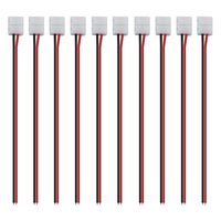 iCreating 8mm 2 Pin LED Strip Connector with Pigtail (10pcs), 3528 Flexible LED Connector Solderless Clamp On Pigtail Adapter for 8mm Wide SMD 3528 2835 Single Color Flexible LED Tape
