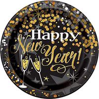 Unique 58055 tableware Paper Plate, 9", Black/Gold/Silver