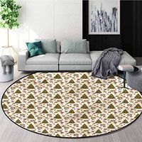 RUGSMAT Christmas Modern Flannel Microfiber Non-Slip Machine Round Area Rug,Poinsettia Flowers Lifts Basket Swivel Chair Pad Coffee Table Rug Diameter-39