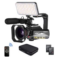 Camcorder 4k Video Camera, ORDRO HD 1080P 60FPS Vlog Camera IR Night Vision Video Recorder 3.1'' IPS WiFi Camcorder with Microphone, LED Light, Wide-Angle Lens, Handheld Holder and Carrying Case