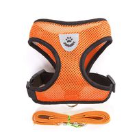 Soft Mesh Dog Harness Vest, Small Dog Harness, Night Reflective Adjustable Mesh Harness with Padded Vest and Leash（Orange）