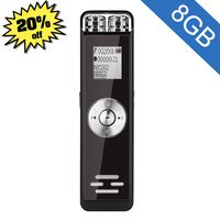 Voice Recorder, GLTECK Digital Recorder Voice Activated Recorder-Easy Recording of Lectures and Meetings with Double Microphone/Noise Reduction Audio/Sound/Portable Mini Tape Dictaphone/ MP3/USB/8GB