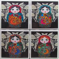 Personalized Ceramic Coaster - Doll - Set of 4 - Check Out More Designs by Typing in Made Perfect Coaster Company - We Carry Stone - Tile - Marble & Monogram Coaster