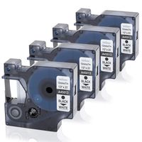 Replace DYMO D1 Label Tape 45013 S0720530, 1/2 Inch x 23 Feet Black on White Refill Dymo Labels for Labelmanager 160 280 450D Label Makers, 4-Pack