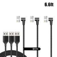 NetDot Gen12 L-Shape Micro USB and USB-C Magnetic Fast Charging Data Transfer Cable(L-Shape 6.6ft/3 Pack Black)