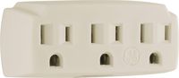 GE 3-Outlet Adapter Wall Tap, Outlet Expander, 3 Prong Outlet, Indoor Rated, UL Listed, Light Almond, 54195