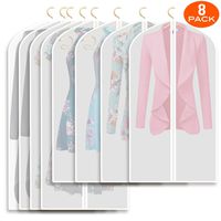 Refrze Moth Proof Garment Bags,Garment Cover,8 Pack Clear Garment Bags,Hanging Garment Bag, Dress Garment Bags for Storage or for Travel,Breathable Dust and Waterproof Garment Covers Clear 43 and 50 i