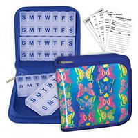 Pill Vitamins Organizer 4-8 Weeks Blue Case Magnetic Travel Home #POM-R107#