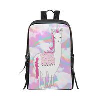 Bag Backpack Funny Pink Llama with Unicorn Horns Galaxy Pattern Daypacks