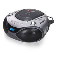 AXESS PB2708 Portable MP3/CD Player with AM/FM Radio Boombox with Aux Jack (Silver)