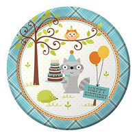 Creative Converting 425670 Happi Woodland Boy Dinner Plates, 8 Count
