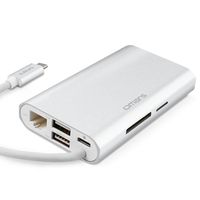 Omars 8 in 1 USB C Ethernet Dongle with HDMI 4K, VGA, 2 x USB 3.0, Gigabit Ethernet, USB C Charging Port, SD/Micro SD Card Reader, Aluminum Design Compatible with MacBook/Chromebook