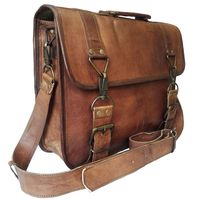 TOM&CLOVERS BAGS 15 Inch Vintage Handmade Leather Messenger Bag for Laptop Briefcase Best Computer Satchel Distressed Bag