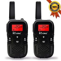 iCore Walkie Talkies for Kids Rechargeable, Toys Long Range 2 Way Talkie Radios (Pair) for Girls Boys, Discovery 22 Channel Flash Light Children (Black)