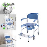 Toilet chair HXLQ Wheeled Mobile Shower Chair, Aluminum Commode Chair with Universal Rotating Wheel for Elderly, Pregnant, Disabled