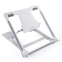 MOSISO Foldable Laptop Stand Up to 15.6 Inch, 6 Adjustable Gears Aluminum Desk Cooling Holder Support Bracket Compatible with MacBook Air/Pro/iPad Pro/Air/Surface Pro/Book Laptop Notebook, Silver