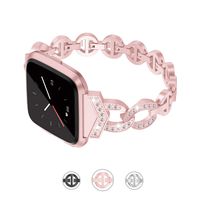 TOYOUTHS Bling Strap Compatible with Fitbit Versa/Versa 2/Versa Lite & Special Edition Bands for Women Stainless Steel Metal Replacement Bracelet with Diamonds Wristband Accessories Rose Gold