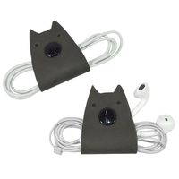 Cat Shaped Cord Keeper (Cord Clam) 2-Pack Handmade by Hide & Drink :: Smoke
