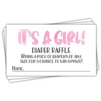 50 Pink Watercolor It's A Girl Diaper Raffle Tickets - Girl Baby Shower Game
