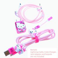 Tospania Cable Protector/Wire Organizer/Pet Cord Protector/DIY Wire Protector, Spiral Cable Cover Wrap Strain Relief Tube Charger Cord Sleeve Compatible for iPhone iPad iPod iWatch (Pink Hello Kitty)