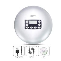 Portable CD Player, HOTT CD611 Personal Compact Disc Player with with LCD Display, Stereo Earbuds and USB Charging Cable, Electronic Skip Protection Anti-Shock Function - Silver