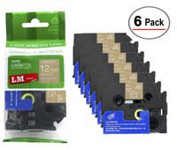 LM Tapes - 6/Pack Premium 1/2" White Print on Satin Gold Label Compatible with P-Touch TZe-MQ835 Tape and Comes with a Great Tape Color/Size Guide for Easy reordering.