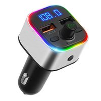 (Upgraded) V5.0 Bluetooth FM Transmitter for Car, 6 Color RGB LED Backlit Bluetooth Car Radio Adapter, Dual USB Ports QC3.0 Charging, Support USB Flash Drive, SD Card, Handsfree Car Kit (Silver)