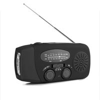 Emergency Weather Radio, ALLOMN Solar Powered Hand Crank Emergency FM/AM/NOAA Radio with 3-LED Flashlight and 1000mAh Power Bank for Smartphones (Black)