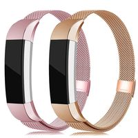 LNOOIU Metal Bands Compatible with Fitbit Alta, Replacement for Alta HR Stainless Steel Bands Adjustable Accessory Wristband for Alta Bracelet Women Men Girls Boys(2 Pack Large E)