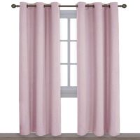 NICETOWN Nursery Essential Thermal Insulated Solid Grommet Top Blackout Curtains/Drapes (1 Pair, 42 x 84 inches in Baby Pink)
