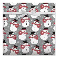 Smiling Snowmen Christmas Jumbo Rolled Gift Wrap - 1 Giant Roll, 23 Inches Wide by 35 feet Long, Heavyweight, Tear-Resistant, Holiday Wrapping Paper