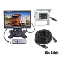 7" Car LCD Monitor Caravan Rear View Kit + White 4Pin Waterproof CCD Vehicle Reversing Backup Camera for Bus/Trailer / Truck with 15M Video Cable 12V-24V