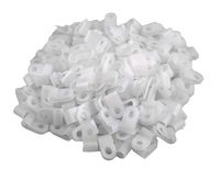 XLX 200pcs White Nylon R-Type Cable Clamp Fastener for 5/16 Inch (7.9mm) Dia Wire Tube ( Plastic Wire Cord Clip Fixer )