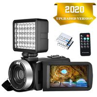 Camcorder Video camera Full HD 1080P 30FPS 24.0MP Digital Camera Night Vision Vlogging Camera 18x Digital Zoom 3.0"IPS 270° Rotation Screen With Night Vision Fill Light Remote Control and 2 Batteries