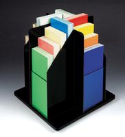 Displays2go Spinning Literature Rack for Countertop Use, 16 Pockets for 4 x 9-Inches Pamphlets - Black with Clear Acrylic Front Panels (TT16)