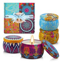 CREASHINE Scented Candles Gift Set, 100% Natural Soy Wax 4.4 Oz Unit Portable Travel Tin, Gifts for Women Aromatherapy, Lavender, Lemon, Mediterranean Fig,Fresh Spring - 4 Pack